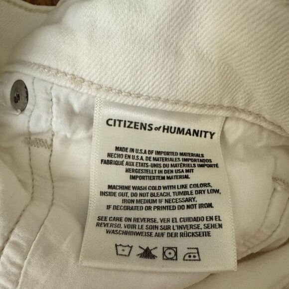 Citizens of Humanity Harlow Ankle High Rise Slim Crop Jean Raw Hem White Size 26 - Picture 5 of 7